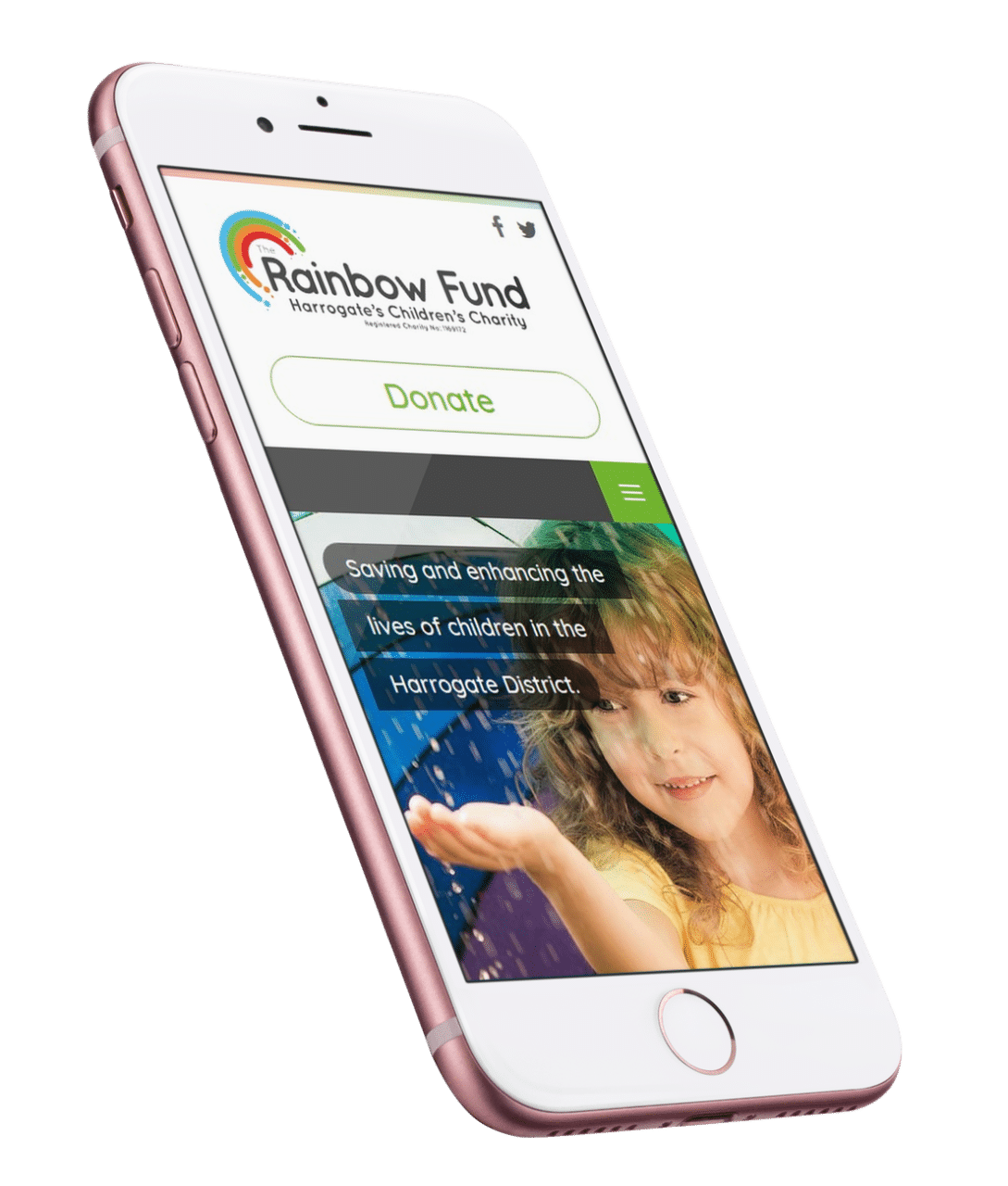 The Rainbow Fund website shown on mobile - fully responsive charity website