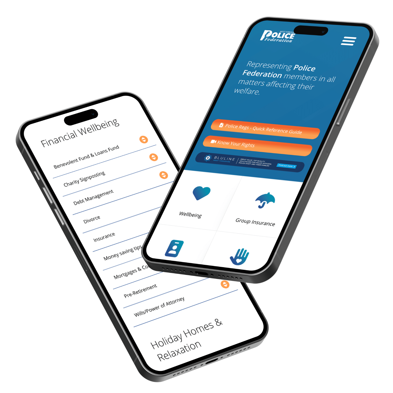 West Yorkshire Police Federation website shown on mobile - fully responsive member platform